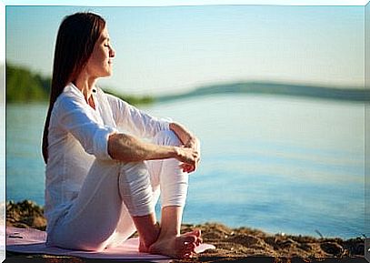 Woman managing her thoughts