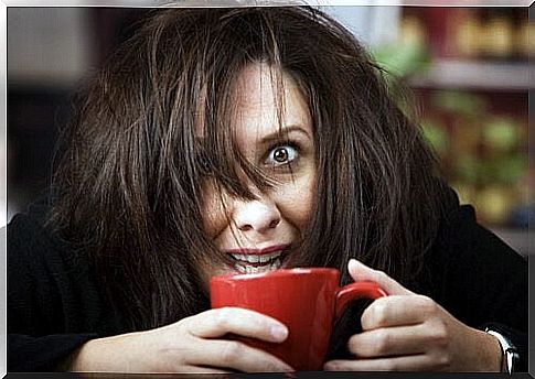 Woman with caffeine poisoning