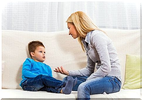 Mom and son on the sofa