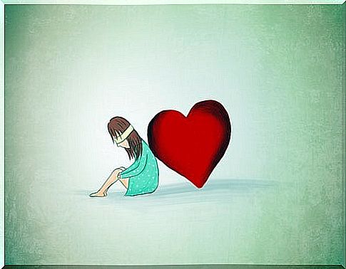 girl leaning on a heart