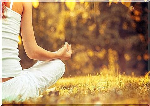 Seated woman meditating