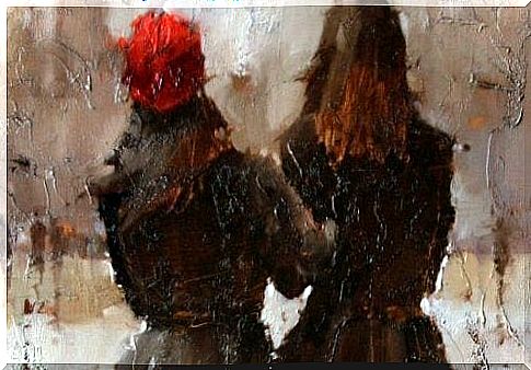 watercolor friends from behind