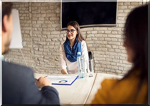 Girl at a job interview