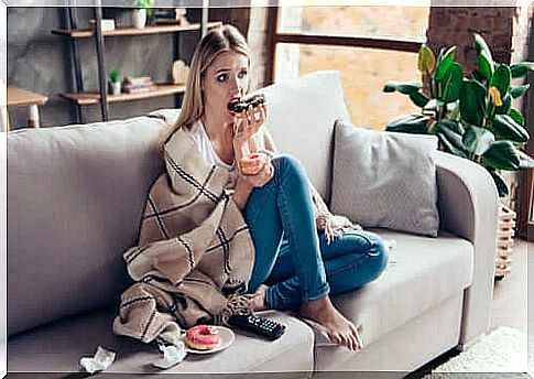 Girl eating donuts